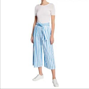NWT ESCADA Raw-Edged Striped Cotton Wide Leg Culottes Size 36 6
